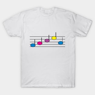 Music Notes Pink Blue Yellow Purple T-Shirt